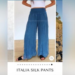 Teal MEO MELI Italy NEW! Overlay Wide Leg Harem Pants O/S